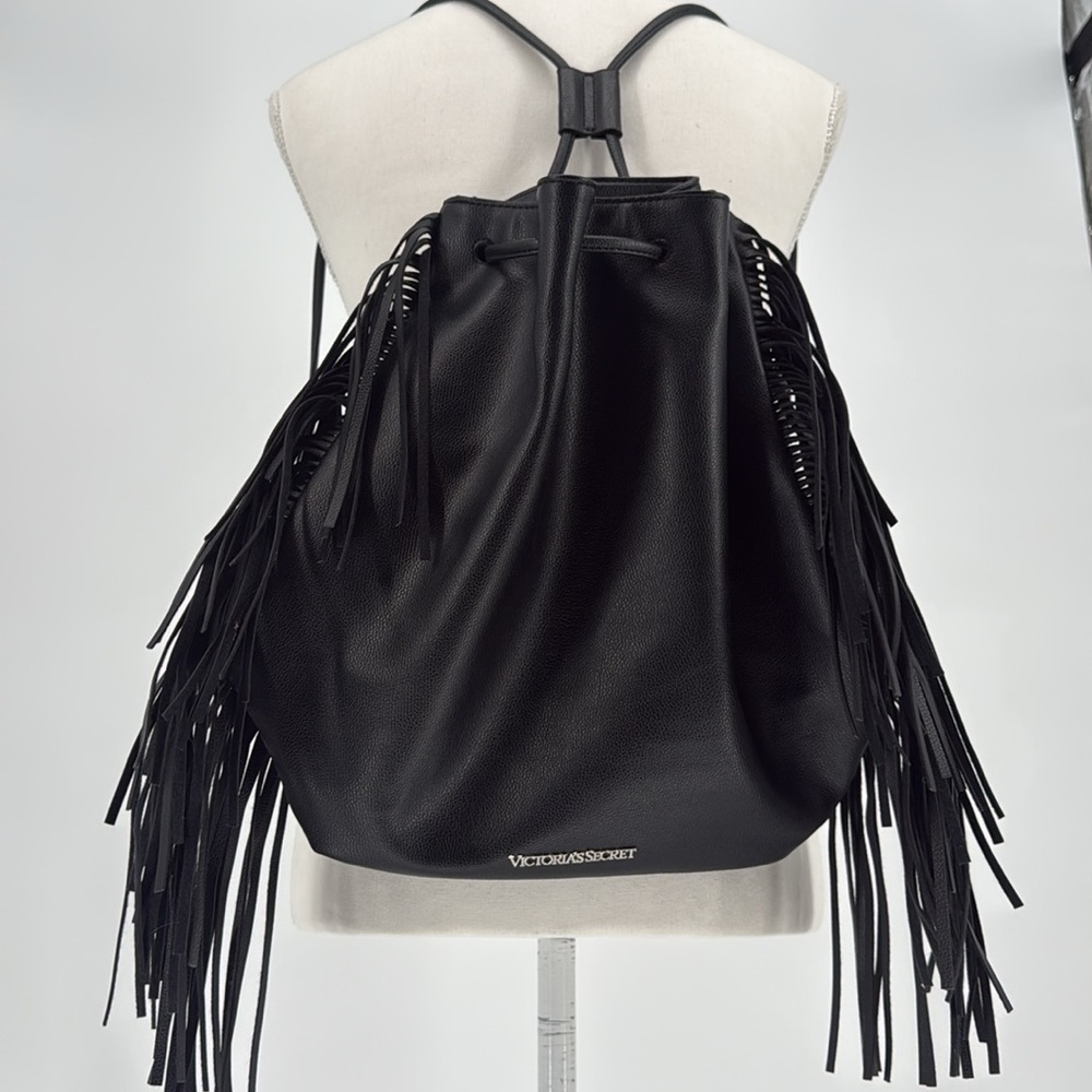 NWT Victoria's Secret Black Fringe Backpack - Picture 3 of 6